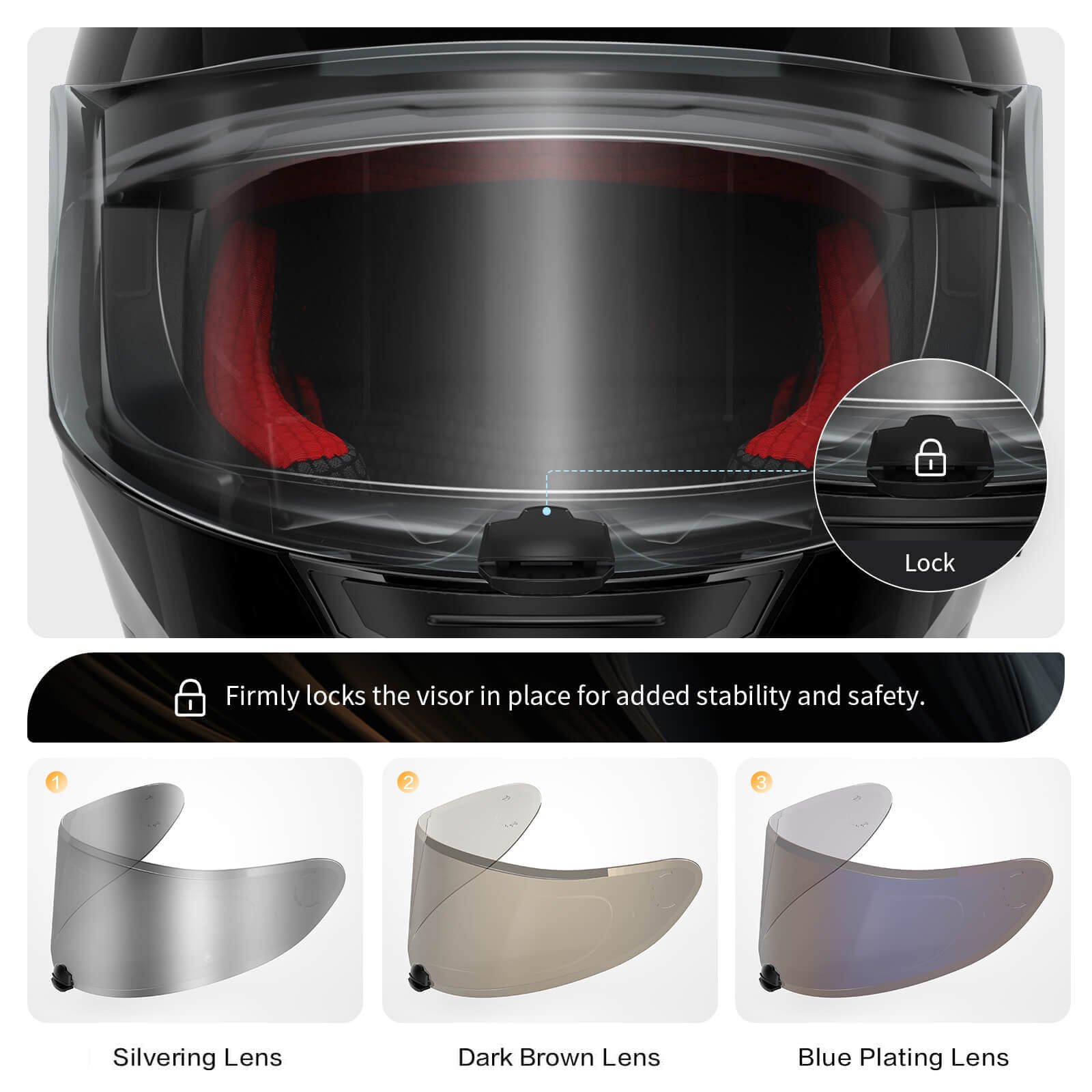 replaceable windshield on the motorcycle helmet - shiny black replaceable windshield on the motorcycle helmet - shiny black