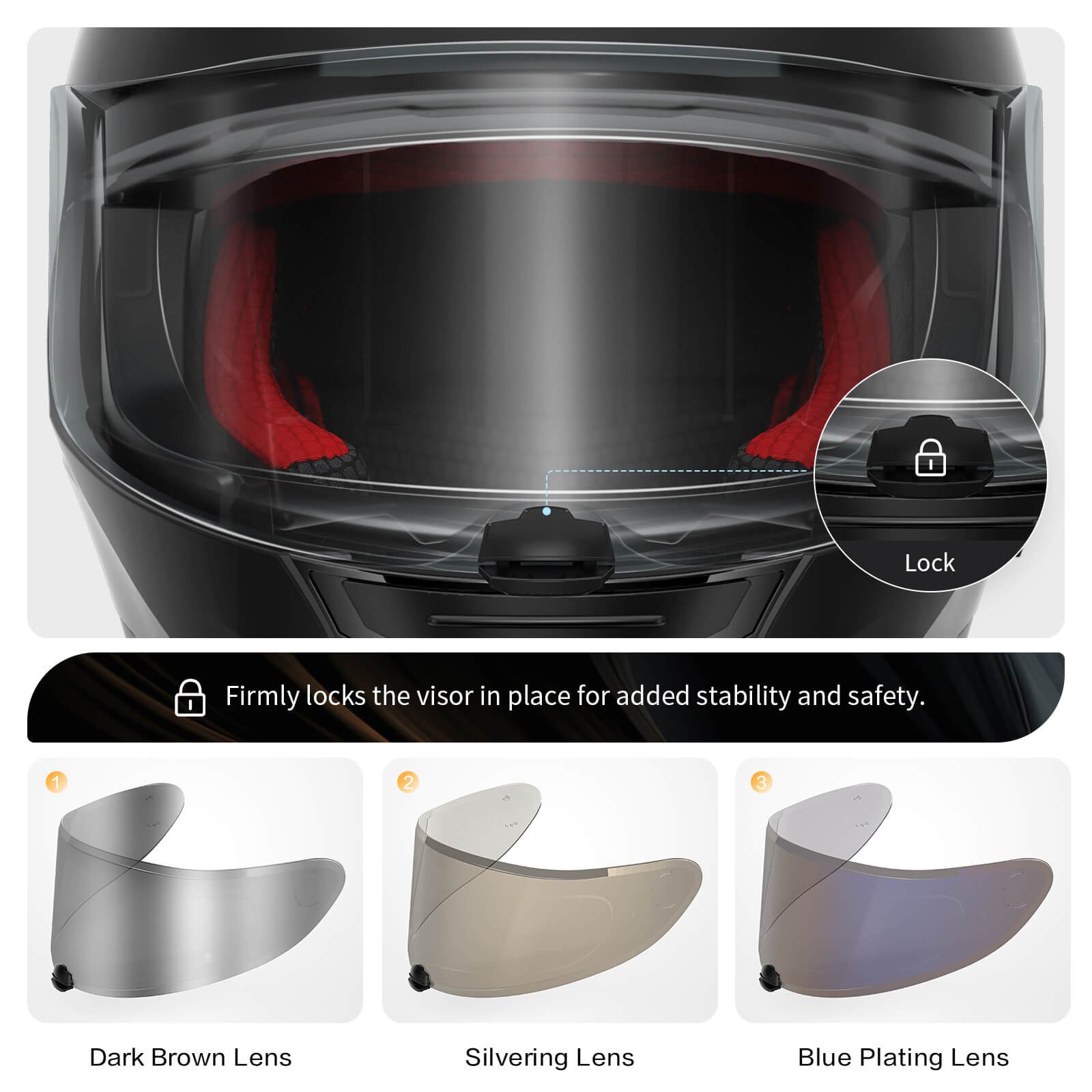 replaceable windshield on the motorcycle helmet