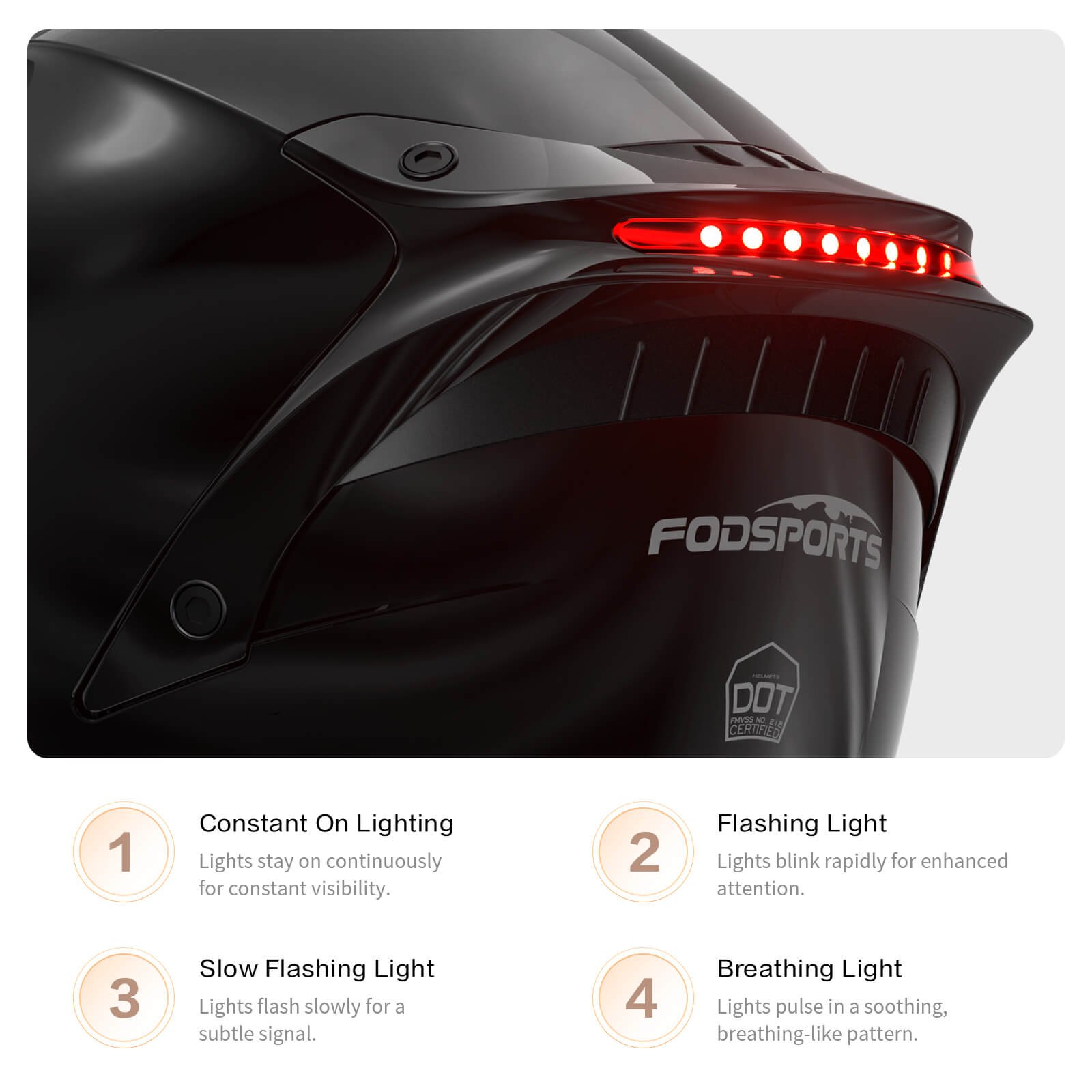 safety warning light feature of fodsports fs 90 shiny black full face helmet safety warning light feature of fodsports fs 90 shiny black full face helmet