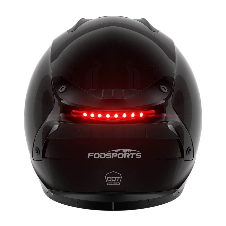 shiny black color fs 90 motorcycle helmet back view