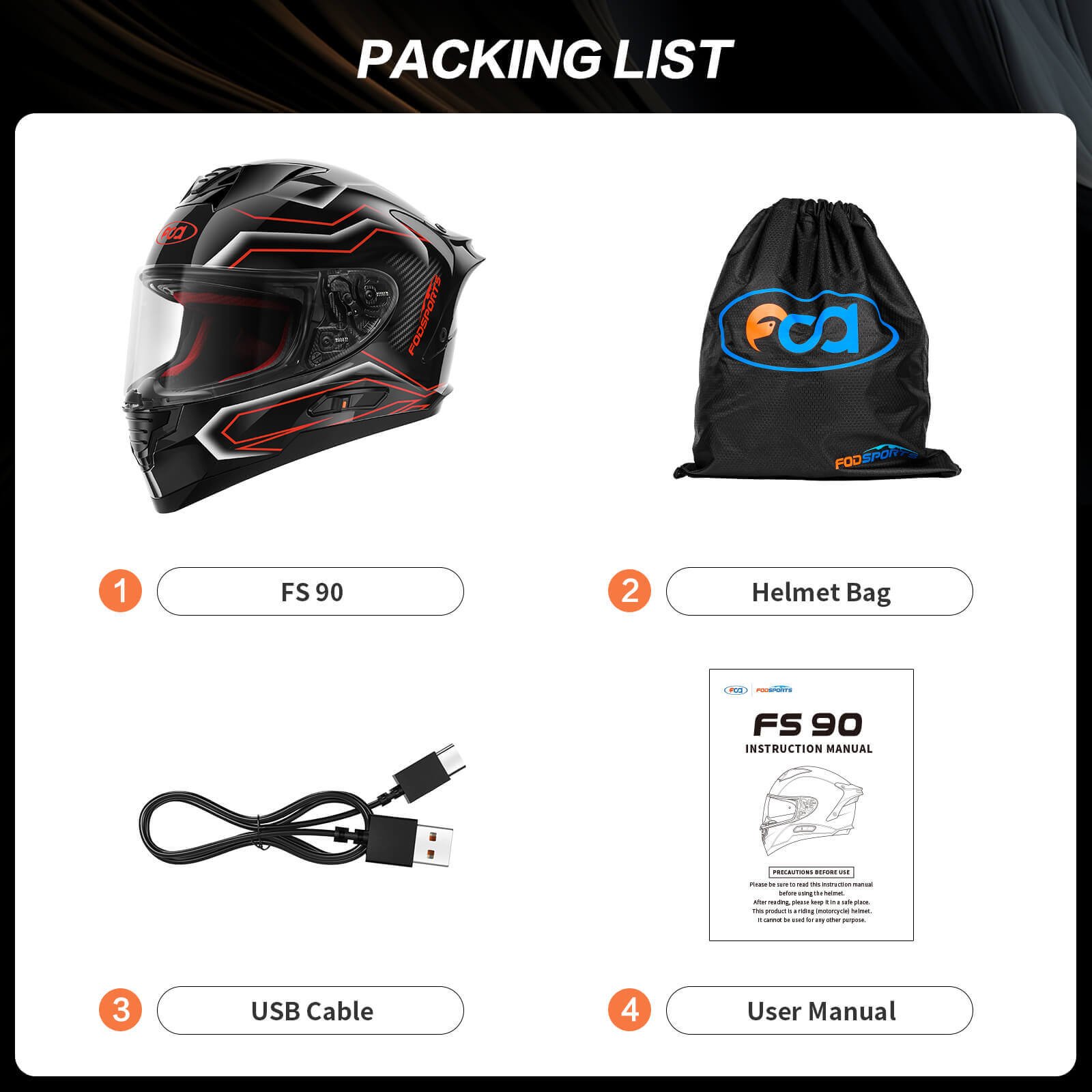 FS 90 DOT Full Face Motorcycle Helmet Black Red 6 shiny black red fodsports fs 90 helmet packing list