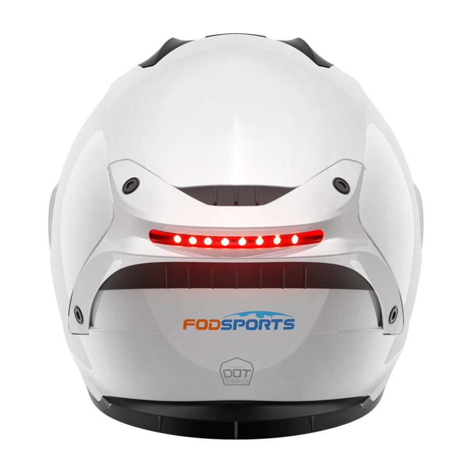 shiny white color fs 90 motorcycle helmet back view