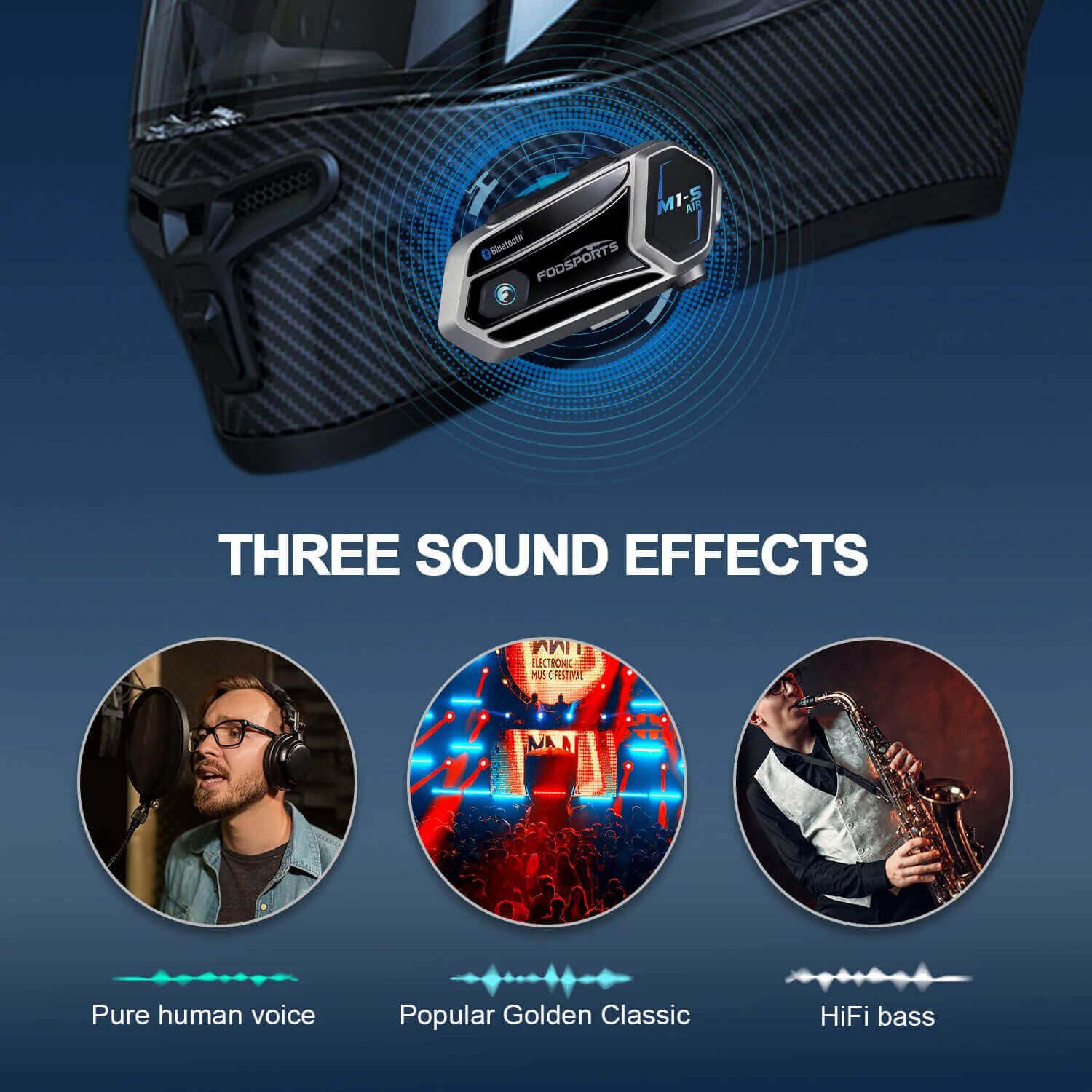 M1S AIR Motorcycle Bluetooth Intercom 4 three sound effects